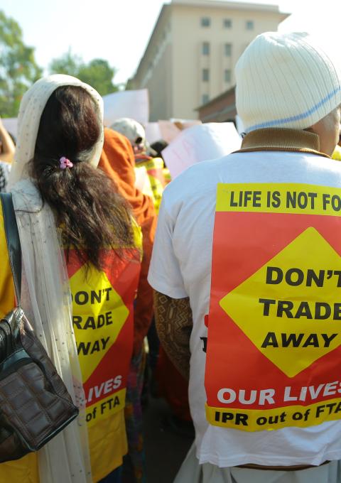 Civil society demonstration against IP provisions in RCEP that can block access to affordable medicines. Outside Ministry of Commerce, Udyog Bhawan, New Delhi