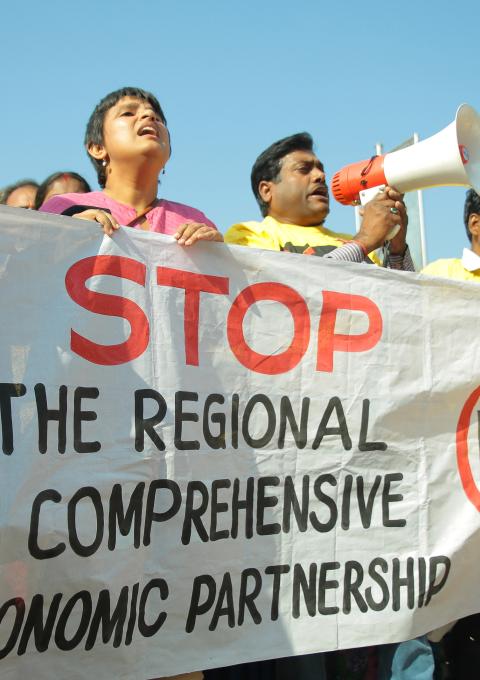Civil society demonstration against IP provisions in RCEP that can block access to affordable medicines during the 6th round of negotiations. 3rd December 2014