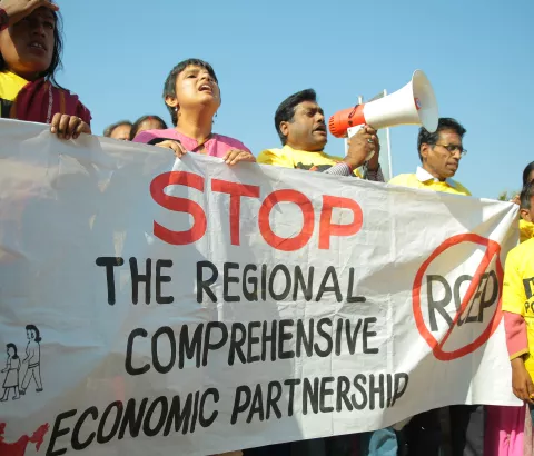 Civil society demonstration against IP provisions in RCEP that can block access to affordable medicines during the 6th round of negotiations. 3rd December 2014